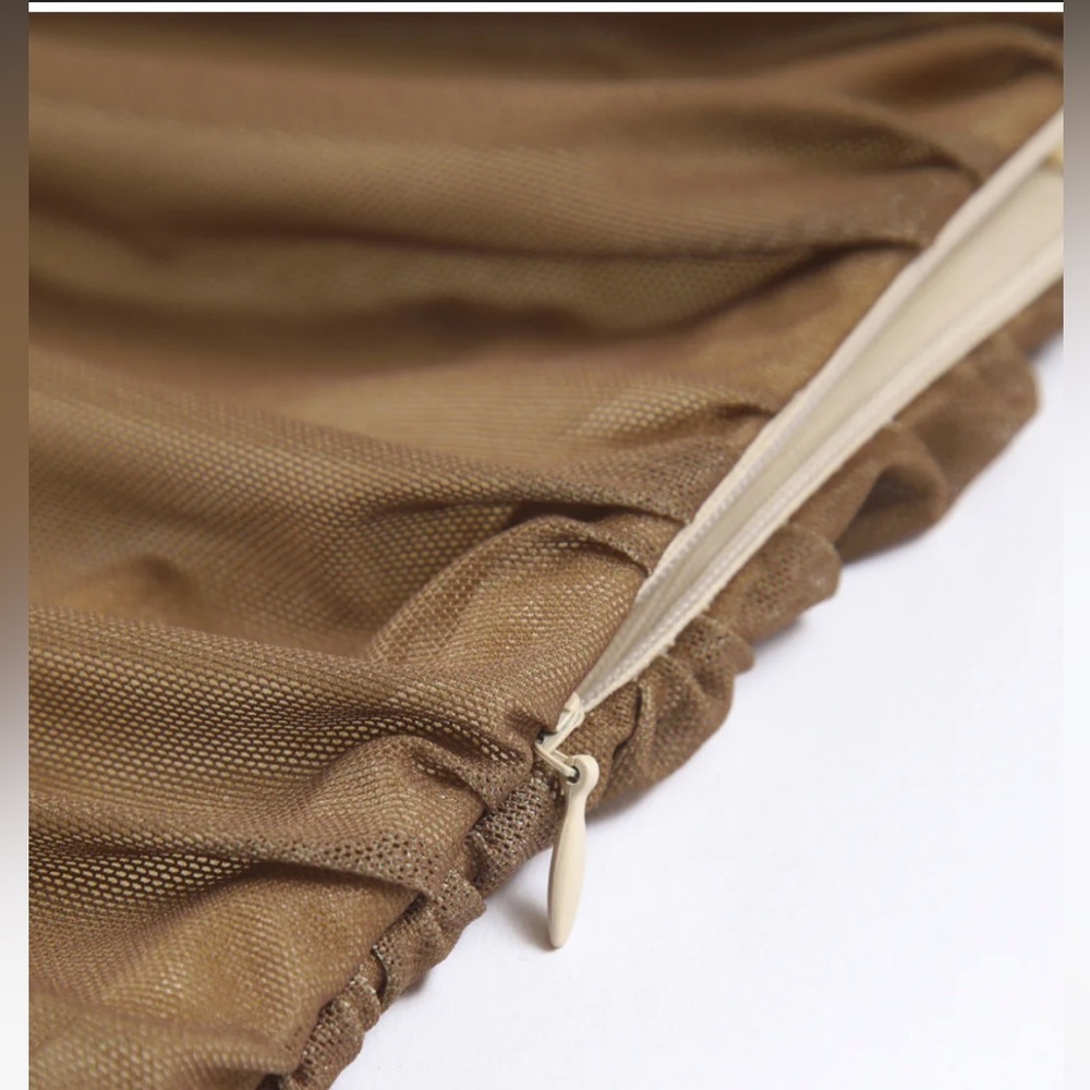 Commense Two-Tone Midi Dress in Beige and Brown - Picture 3 of 4